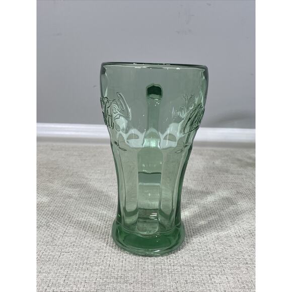Vintage Libbey Coca Cola Green Glass Mugs W/ Handle Heavy 14 Oz Set of 2 - Picture 6 of 16
